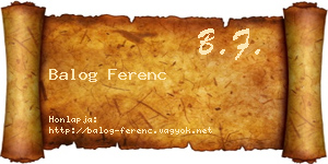 Balog Ferenc névjegykártya