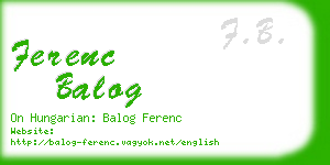 ferenc balog business card